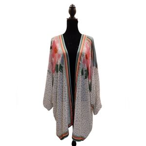 "Sundara" NWT, One Size, Floral, Kimono Style, Lightweight Open Maxi Dress..